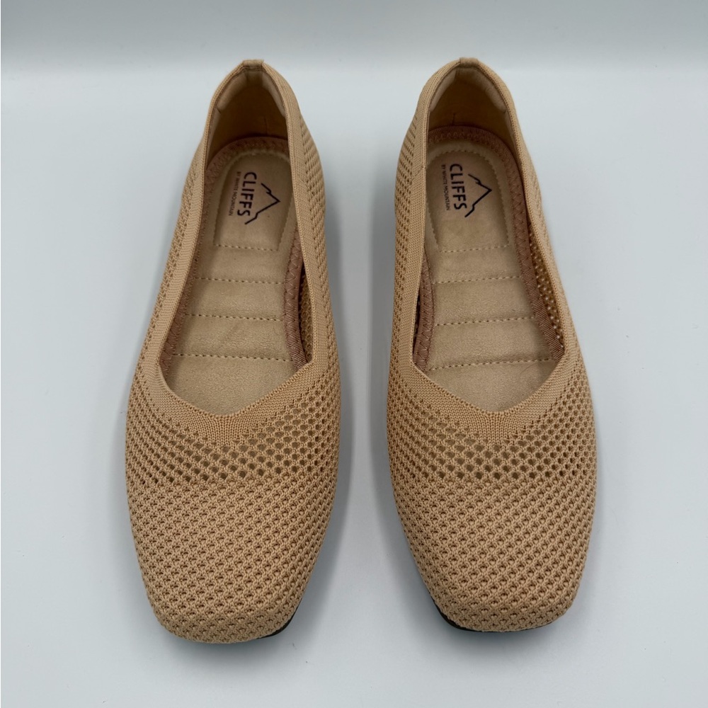 Cliffs by White Mountain Beige/Taupe Beslee Knit Flats Minimalist Square Toe